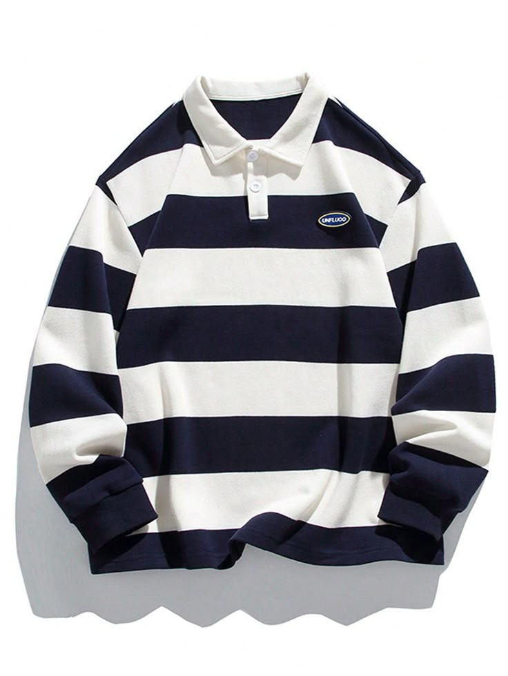 Striped Polo Neck Sweatshirt